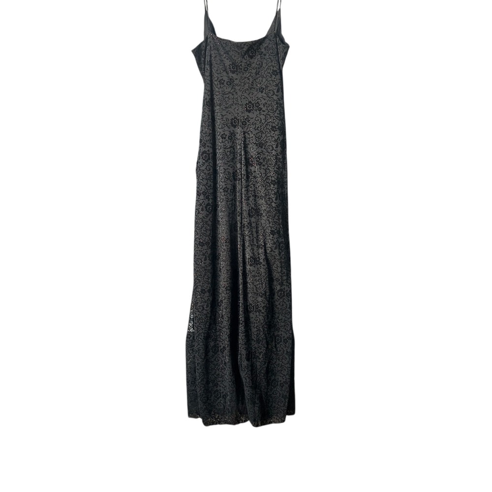 Whimsigoth Y2K‎ Vtg Byer Too! Maxi Dress Black Floral Print Sleeveless with Slit - Picture 4 of 5